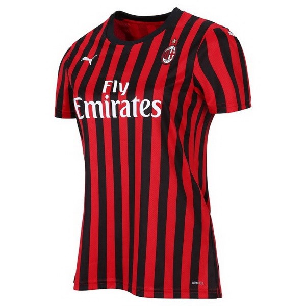 Camiseta AC Milan Replica Primera Ropa Mujer 2019/20 Rojo Negro